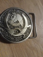 VTG Pewter Polo Men&rsquo;s Western Belt Buckle Gray Metal Engraved