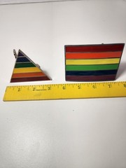 Great American Products Lot of 2 Rainbow Pride Striped Enamel Belt Buckles LGBTQ