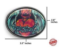 Sacred Heart Tattoo Graffiti Street Art Handmade Artisan Belt Buckle