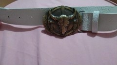 Western Cow Head Buckle Belt – Peony Pattern PU Leather Casual Belt/ COWBOY/