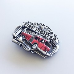 Vintage Style Enamel Volunteer Firefighter Belt Buckle also Stock in US
