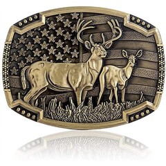 American Flag Bull Western Cowboy, Cowgirl Belt Buckle Antique Bronze Tone