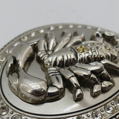 Classico Italia Silver Metal Oval Peace Rhinestone Belt Buckle for Men 1.5&Prime;