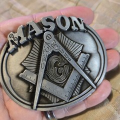 MASON FREEMASONS FREEMASONRY Metal Belt Buckle GRAY SILVER COLOR