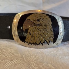 Belt Buckle Bald Eagle Head Gold Silver Copper Tone German Colorado Silver Star