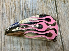 Motorcycle Hot Rod Flames Pink Enamel Gas Tank Buckle Rage Bikers Belt Buckle