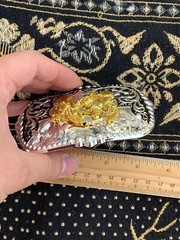 Western Buckle Gold Black Silver Rooster Cowboy 2 »Buckle Hebilla Vaquero Gallo