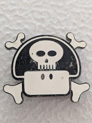 Vintage 2005 Nintendo Power Up Mushroom Skull Belt Buckle White And Black