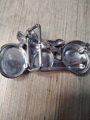 4&Prime; Wide Figural Motorcycle W/ Saddle Bag Silver Color Bikers Belt Buckle