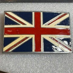 British Flag Belt Buckle Metal Pewter Tone Made Mexico Reissue