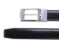 Tonywell One Size:32&Prime;-45&Prime;Waist, Black Leather & Silver Style Metal Buckle