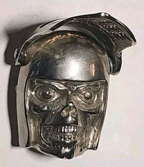 Vintage Knights Helmet & Skull BELT BUCKLE Medieval Armor Heavy Silver-Tone