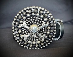 Skull & Crossbones Belt Buckle Gothic Biker Wearable Art OOAK Darren McNeese