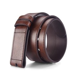 MACBORO 1-1/2&Prime; (38mm) Leather Belt Without Size 35 (Fits Waist 31-32）, Brown