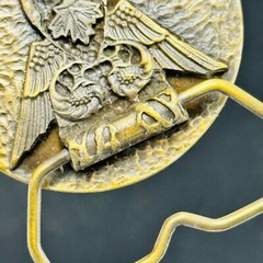 Belt Buckle Round Antique Finish Brass for 1 3/4 Inch Belt Canadian Wings Emblem