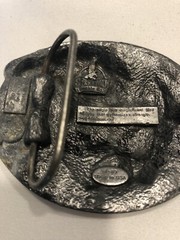 Siskiyou Bald Eagles Belt Buckle Co 1989 Vintage Pewter Teal Enamel Swirl USA