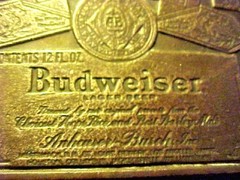 ADVERTISING Budweiser Beer Label Solid Brass Mens Belt Buckle H49