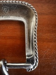 Vintage Ariat Western rope style Belt Buckle Silver Toned Rope Edge 2006
