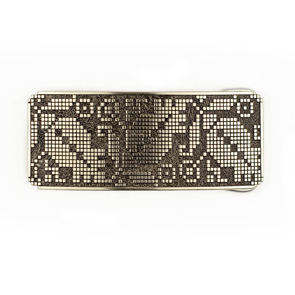 German silver belt buckle Ukrainian embroidery, Vyshyvanka, poppy flower design