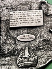 Vintage U.S. 🚢NAVY🚢 Pewter Belt Buckle SISKIYOU BUCKLE CO. Oregon, USA 1987