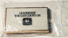 New Vintage John Deere Belt Buckle Leadership You Can Count On Metal Tile NOS