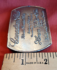 VTG Rectangle Canadian Club Whisky Belt Buckle Silver Toned Fits 1.5&Prime; Belt