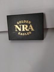 NRA National Rifle Association Golden Eagles Gold-Tone Belt Buckle