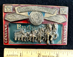 Vintage Budweiser Clydesdale 3D Enamel Inlay Belt Buckle 1982 Made in USA