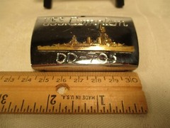 USS. COMPTON DD-705 METAL & BRASS NAVAL BELT BUCKLE