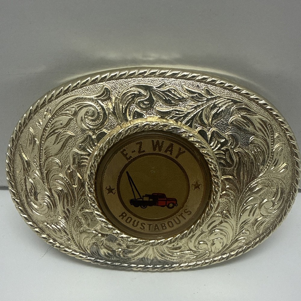 VTg 70s E-Z Way Roustabouts Oklahoma Gold Plated Belt Buckle Work Collectible