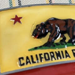 California Republic Belt Buckle Mens One Size Yellow Bear Flag Metal Western