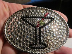 VINTAGE MARTINI WITH CRYSTALS THEME BELT BUCKLE GW-15