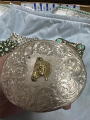 Huge Vintage Lot Of Eight Belt Buckles with Stones, etc AS IS See Description