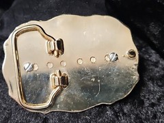 SHRINER Vintage GoldTone Red/White Star Sword Belt Buckle
