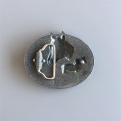 Antique Silver Enamel Horses Rodeo Western Belt Buckle also Stock in the US