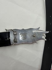 Vtg Y2k Harley Davidson Motorcycles Embossed Belt & Silver Flames Buckle Size 32