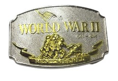 World War II Remembered Belt Buckle Silver Gold Tone 1992
