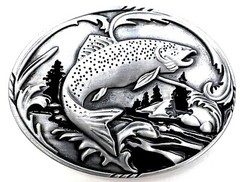 Fishing Angler Fly Fishing Black Enameled Fish Belt Buckle