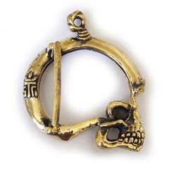 Skull with Thinking Big Brain Brass Belt Buckle