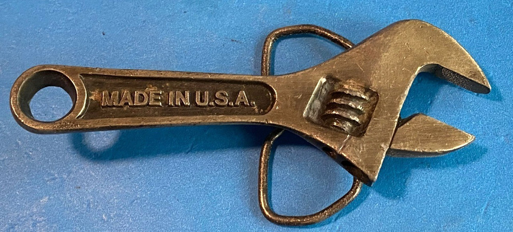Vintage Crescent Wrench Shifting Spanner Mechanic Belt Buckle Made in the USA