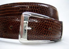 Sterling silver 925 two piece buckle set and Genuine Lizard 30 mm belt U.S.A..