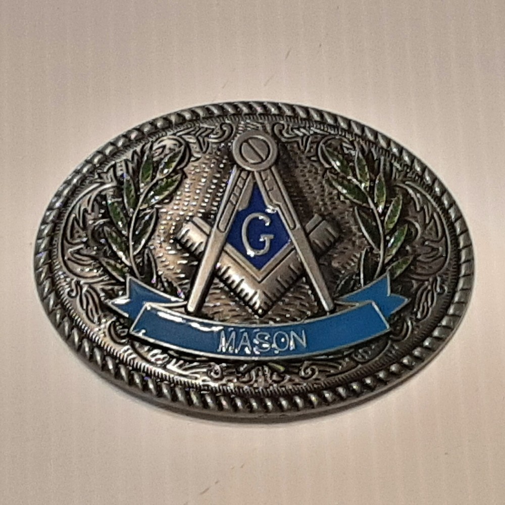 SILVER (IN COLOR) MASON Metal Belt Buckle