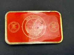 Nra Member Hunter – Rare Orange & Bass Color Gun Rights Collectors Belt Buckle