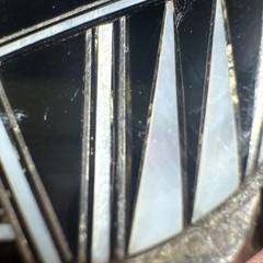 Vintage Southwestern Style Sterling Silver Belt Buckle Stamed B Black white Art
