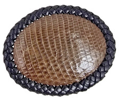 Lizard skin Belt Buckle Western Cowboy style HANDMADE NEW Authentic lite brown