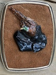 3-D Labrador Retriever Ringneck Pheasant Suede Belt Buckle