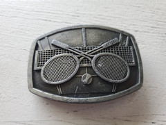 Vintage 1977 Indiana Metal Craft Tennis Belt Buckle Racquet Sports Court