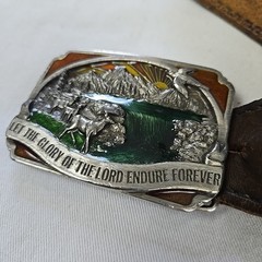 VTG 1983 Siskiyou Belt Buckle Let The Glory Of The Lord Endure Forever Paradise