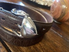 Old Pawn James Reid Style Sterling Silver Belt Buckle Nu Belt 35-38-1.3/8”-1”✅