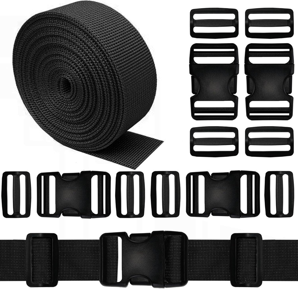 Webbing Straps 1.5 Inch Heavy Duty No Sewing Pack of 4 Buckles Clips 12 Pcs for
